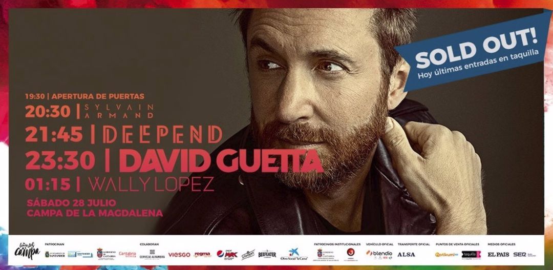 Cartel anunciante del concierto de David Guetta en Santander Cartel anunciante del concierto de David Guetta en Santander