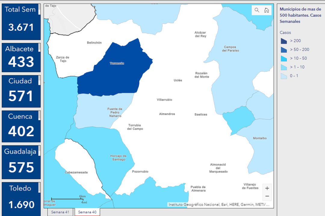 Mapa interactivo de los casos de Covid-19 por municipios de más de 500 habitantes Mapa interactivo de los casos de Covid-19 por municipios de más de 500 habitantes