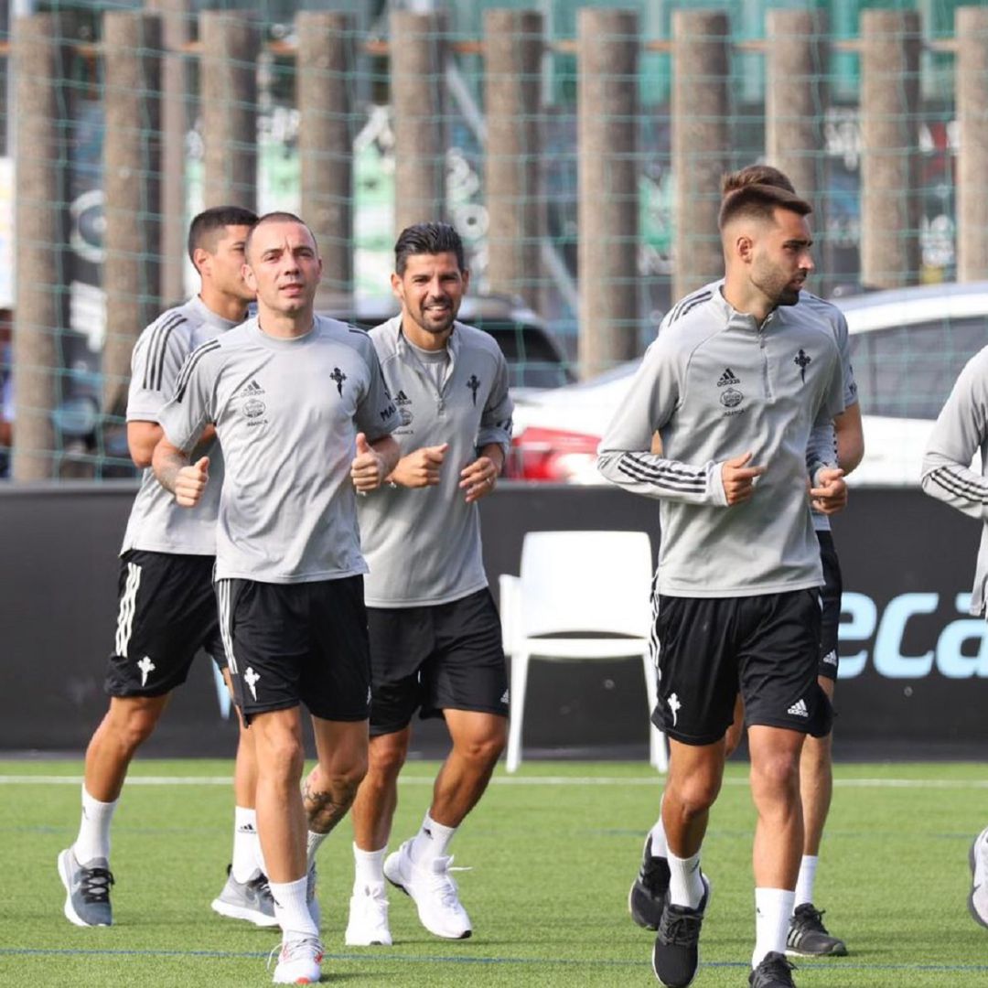 Aspas, Brais y Nolito durante un entrenamiento del Celta Aspas, Brais y Nolito durante un entrenamiento del Celta