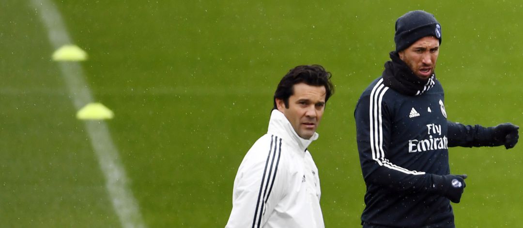 Solari y Sergio Ramos, durante la etapa del argentino en el banquillo del Real Madrid Solari y Sergio Ramos, durante la etapa del argentino en el banquillo del Real Madrid