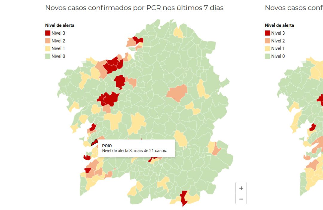 Mapa de la incidencia del coronavirus en el Área Sanitaria Pontevedra-Salnés Mapa de la incidencia del coronavirus en el Área Sanitaria Pontevedra-Salnés