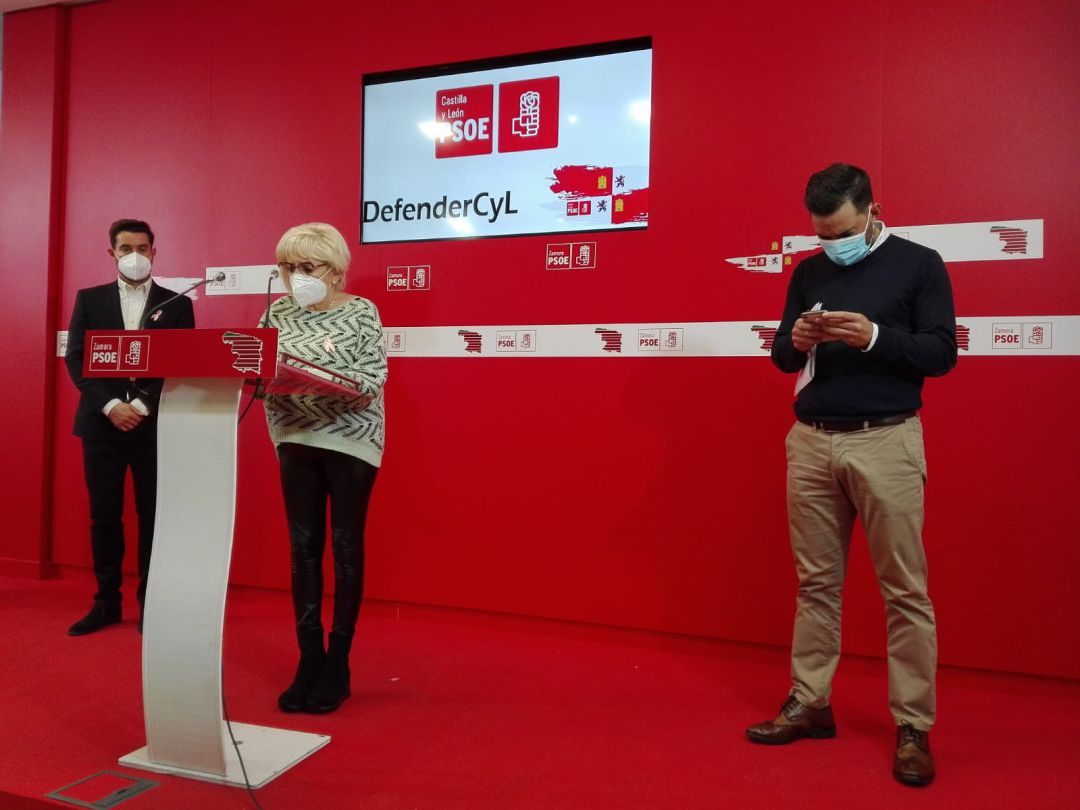 Los procuradores del PSOE durante la rueda de prensa Los procuradores del PSOE durante la rueda de prensa