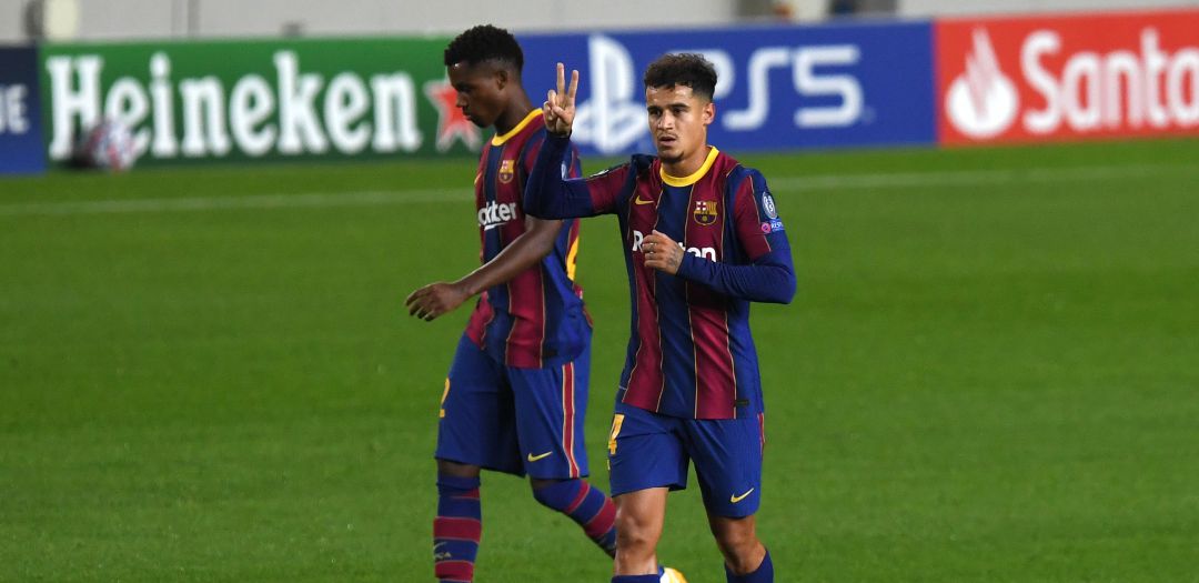 Coutinho celebra su tanto ante el Ferencvaros Coutinho celebra su tanto ante el Ferencvaros