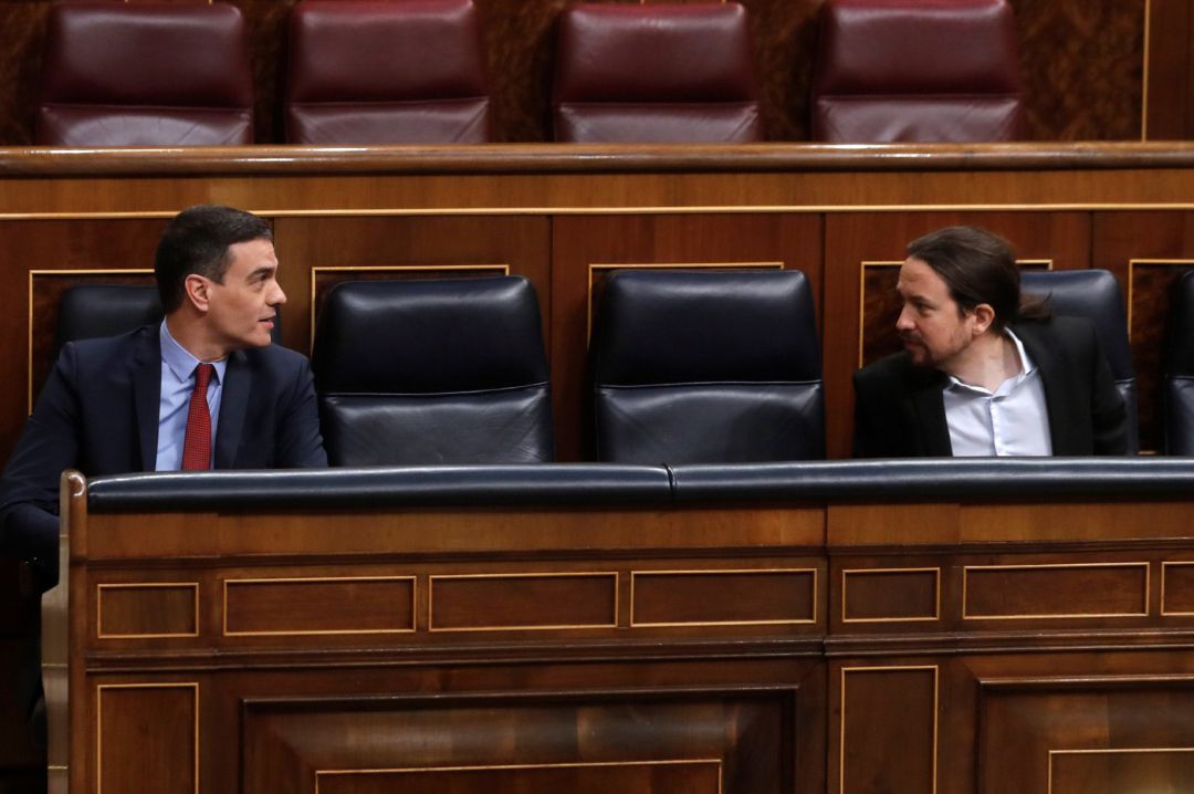 El presidente del Gobierno, Pedro Sánchez,y el vicepresidente tercero, Pablo Iglesias. El presidente del Gobierno, Pedro Sánchez,y el vicepresidente tercero, Pablo Iglesias.