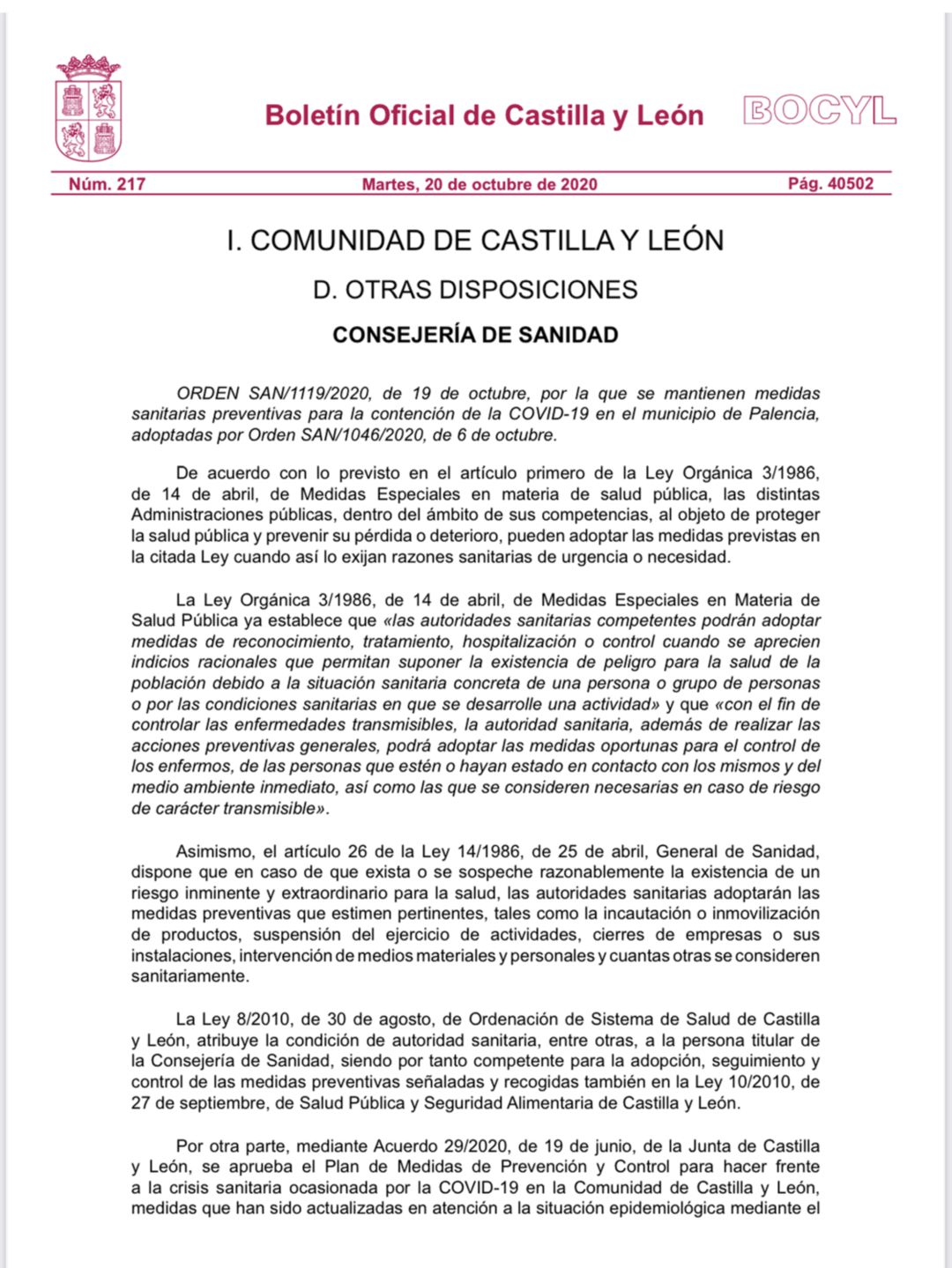 Orden publicada en el Bocyl Orden publicada en el Bocyl