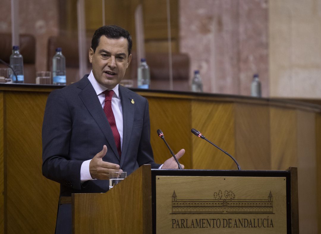El presidente de la Junta de Andalucía, Juanma Moreno, durante la segunda jornada del Debate sobre el Estado de la Comunidad en el Parlamento de Andalucía. En Sevilla (Andalucía, España), a 21 de octubre de 2020.
21 OCTUBRE 2020
María José López Europa Press
El presidente de la Junta de Andalucía, Juanma Moreno, durante la segunda jornada del Debate sobre el Estado de la Comunidad en el Parlamento de Andalucía. En Sevilla (Andalucía, España), a 21 de octubre de 2020.
21 OCTUBRE 2020
María José López Europa Press