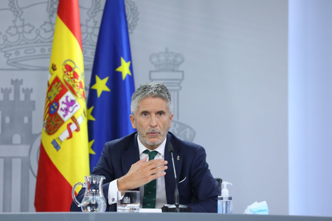 El ministro de Interior, Fernando Grande-Marlaska, en una comparecencia en Moncloa El ministro de Interior, Fernando Grande-Marlaska, en una comparecencia en Moncloa