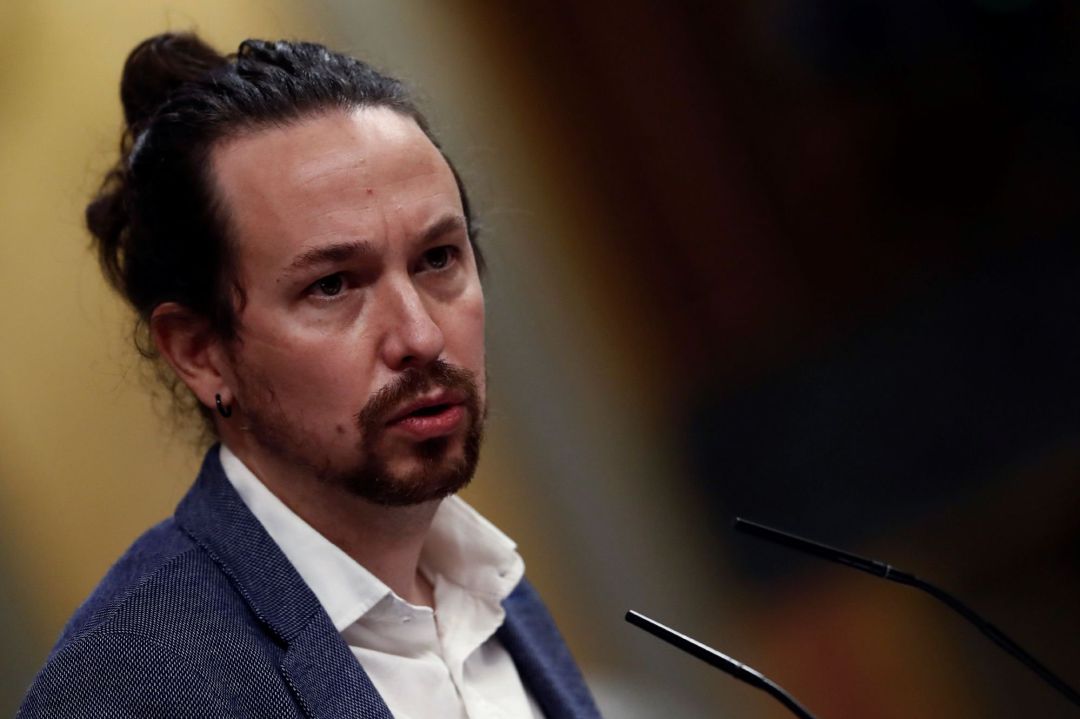 El vicepresidente segundo del Gobierno, Pablo Iglesias, durante su intervención en la segunda sesión del debate de moción de censura El vicepresidente segundo del Gobierno, Pablo Iglesias, durante su intervención en la segunda sesión del debate de moción de censura