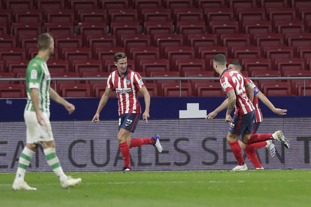 Marcos Llorente celebra el primer gol del Atlético de Madrid. Marcos Llorente celebra el primer gol del Atlético de Madrid.