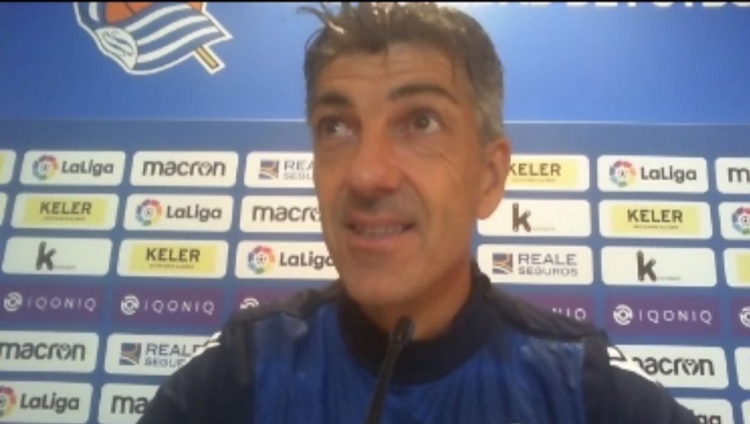 Imanol en la rueda de prensa previa al partido contra el Huesca Imanol en la rueda de prensa previa al partido contra el Huesca