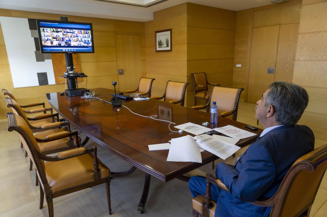 Miguel Ángel Revilla en la reunión entre Pedro Sánchez y los presidentes autonómicos. Miguel Ángel Revilla en la reunión entre Pedro Sánchez y los presidentes autonómicos.