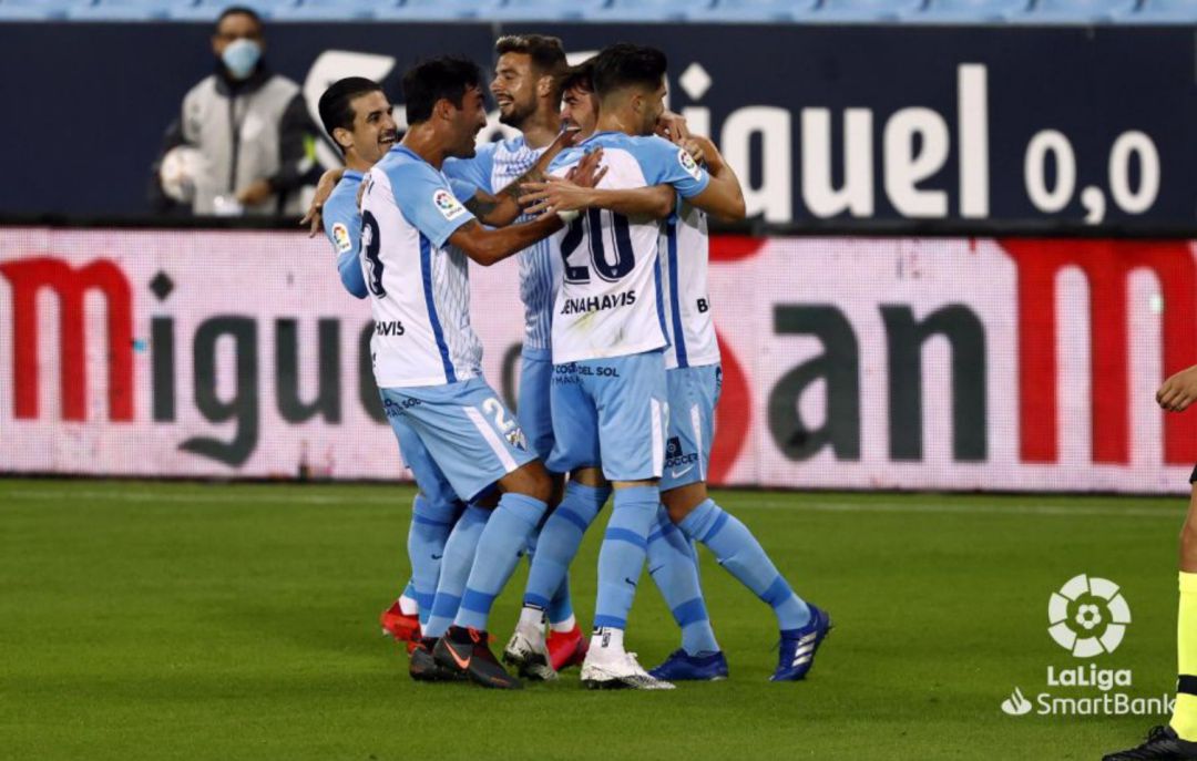 El Málaga celebrando un gol El Málaga celebrando un gol