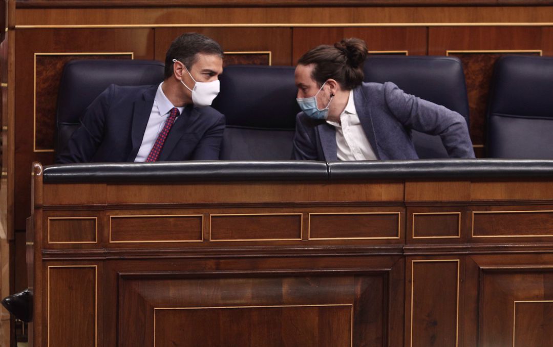 El presidente del Gobierno, Pedro Sánchez; y el vicepresidente segundo del Gobierno, Pablo Iglesias. El presidente del Gobierno, Pedro Sánchez; y el vicepresidente segundo del Gobierno, Pablo Iglesias.