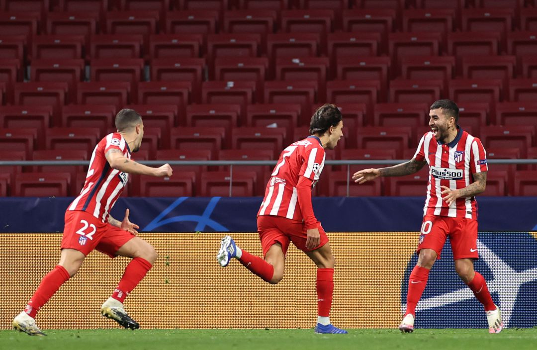 Joao Félix celebra su primer tanto de la noche. Joao Félix celebra su primer tanto de la noche.