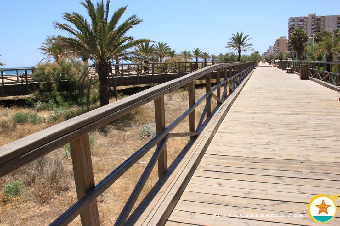 Pasarela de madera por encima de las dunas en Gandia Pasarela de madera por encima de las dunas en Gandia
