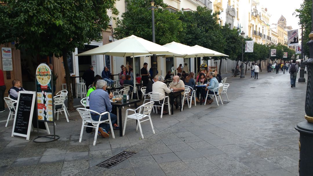 Una terraza del centro de Jerez Una terraza del centro de Jerez