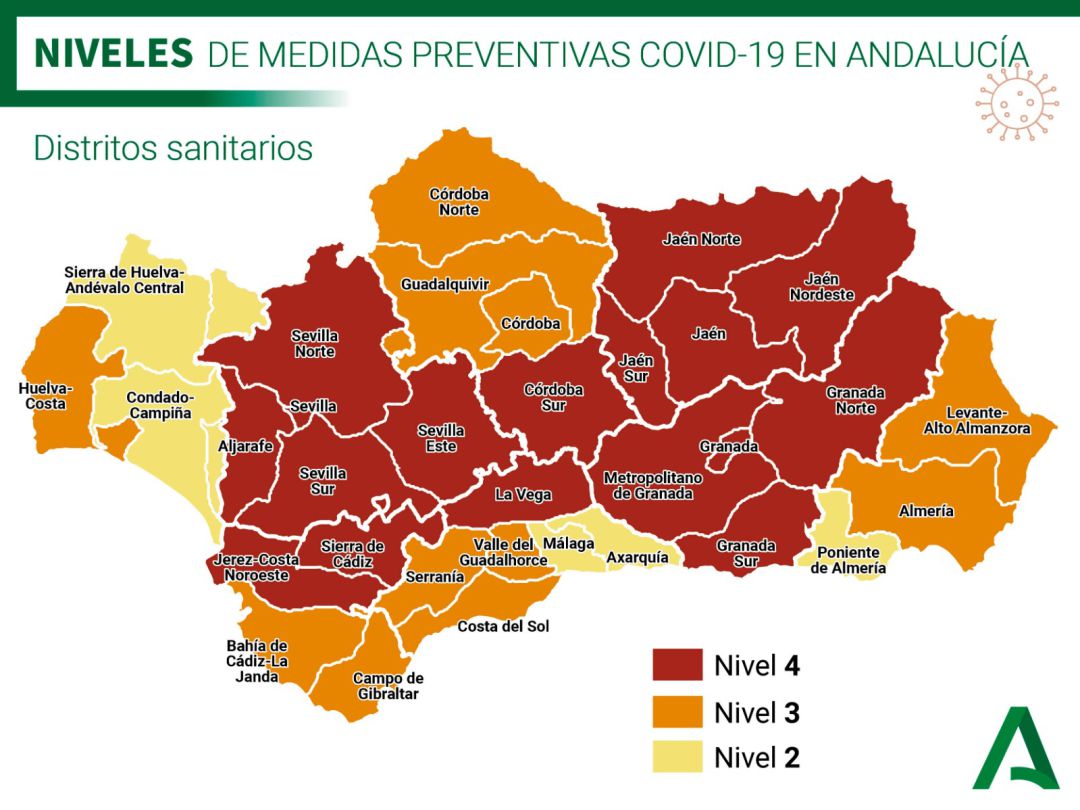 Niveles de medidas preventivas Covid-19 en Andalucía Niveles de medidas preventivas Covid-19 en Andalucía