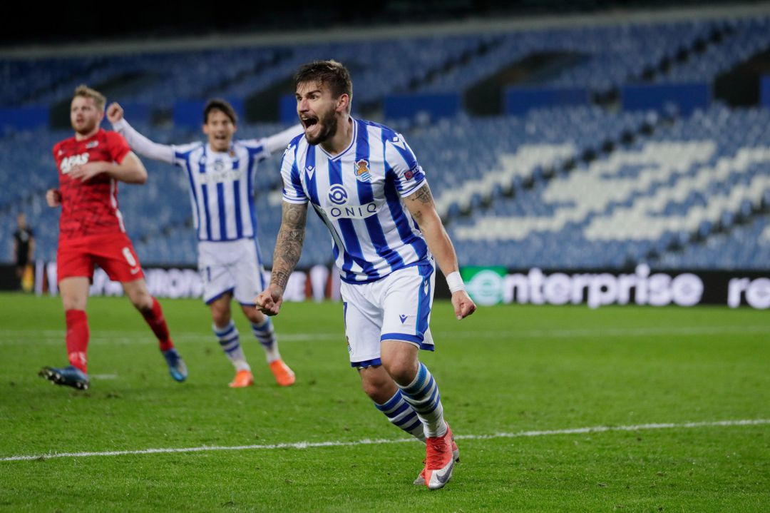 Portu celebra con rabia el gol de la victoria contra el AZ Alkmaar Portu celebra con rabia el gol de la victoria contra el AZ Alkmaar