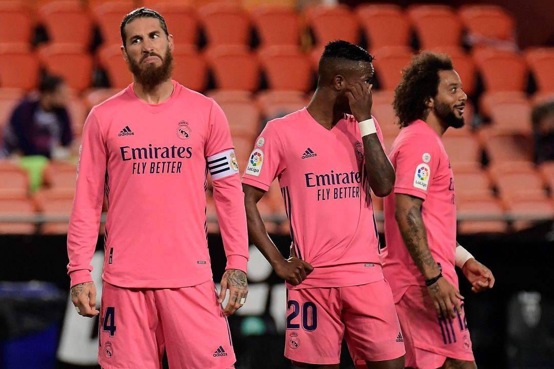 Ramos, Vinicius y Marcelo, en el partido frente al Valencia Ramos, Vinicius y Marcelo, en el partido frente al Valencia