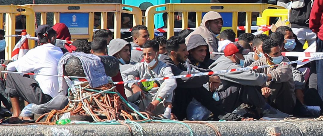 El campamento de emergencia para inmigrantes del puerto de Arguineguín. El campamento de emergencia para inmigrantes del puerto de Arguineguín.