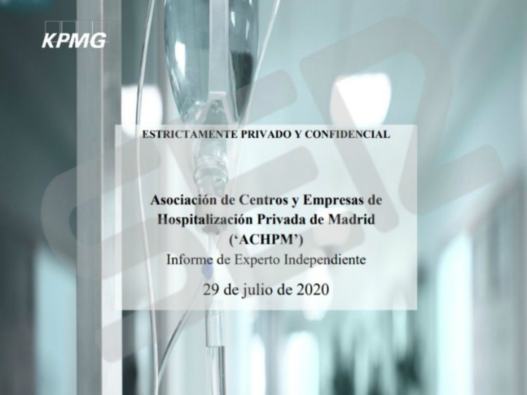 Imagen del informe encargado por la Asociación de Centros y Empresas de Hospitalización Privada de Madrid. Imagen del informe encargado por la Asociación de Centros y Empresas de Hospitalización Privada de Madrid.