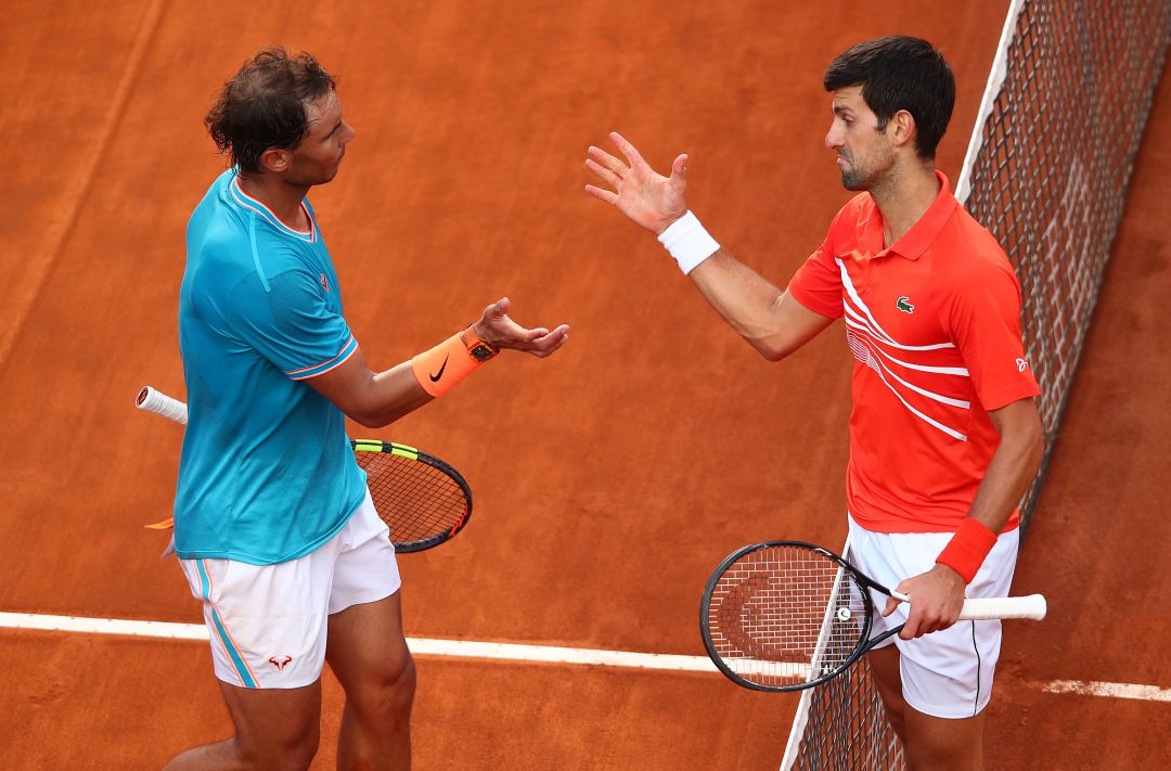 Rafa Nadal y Novak Djokovic, en un enfrentamiento en Roma Rafa Nadal y Novak Djokovic, en un enfrentamiento en Roma