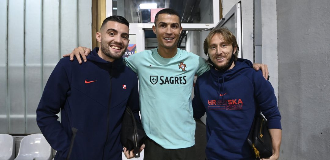 Modric, Cristiano y Kovacic, en la previa del duelo entre Croacia y Portugal Modric, Cristiano y Kovacic, en la previa del duelo entre Croacia y Portugal