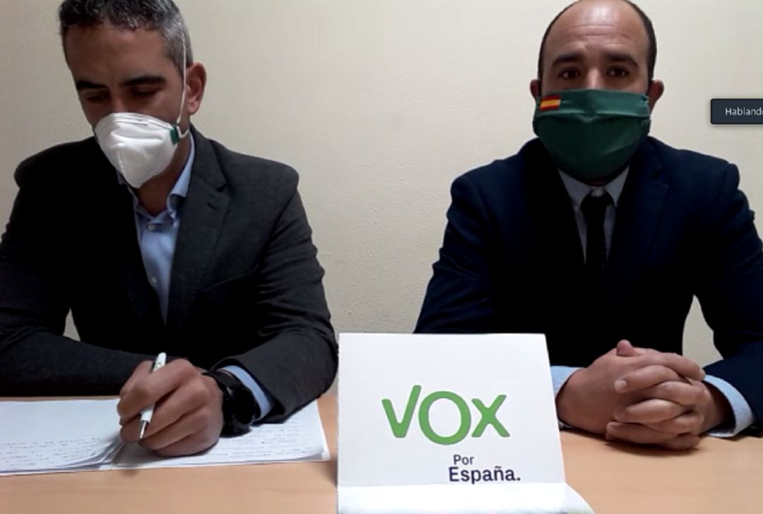 Imagen de la comparecencia telemática de los concejales de Vox Imagen de la comparecencia telemática de los concejales de Vox