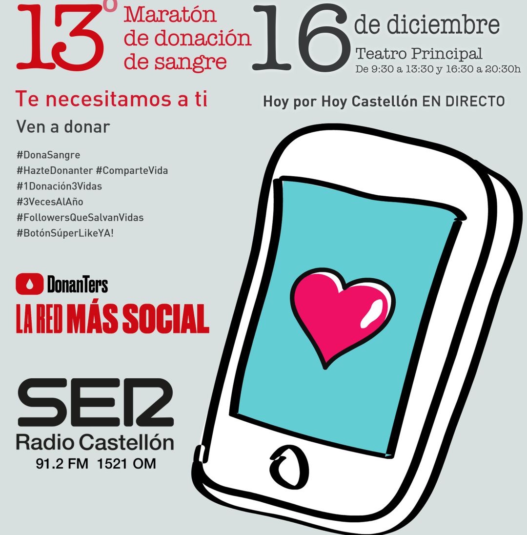 Cartel 13º Maratón de donación de sangre de Radio Castellón Cartel 13º Maratón de donación de sangre de Radio Castellón