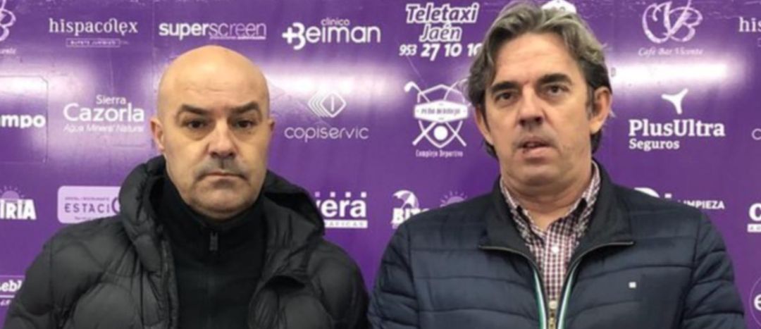 José Antonio Presa, Puskas, director deportivo del Real Jaén y Andrés Rodríguez, presidente, en una rueda de prensa. José Antonio Presa, Puskas, director deportivo del Real Jaén y Andrés Rodríguez, presidente, en una rueda de prensa.