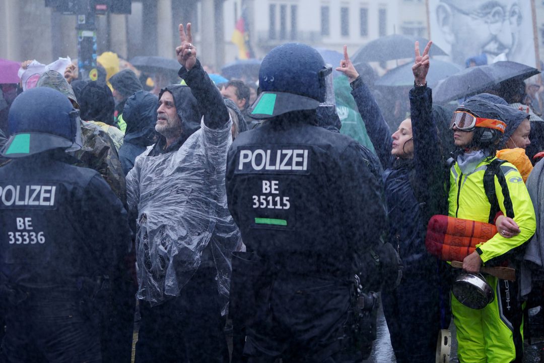 Manifestantes en Berlín. Manifestantes en Berlín.