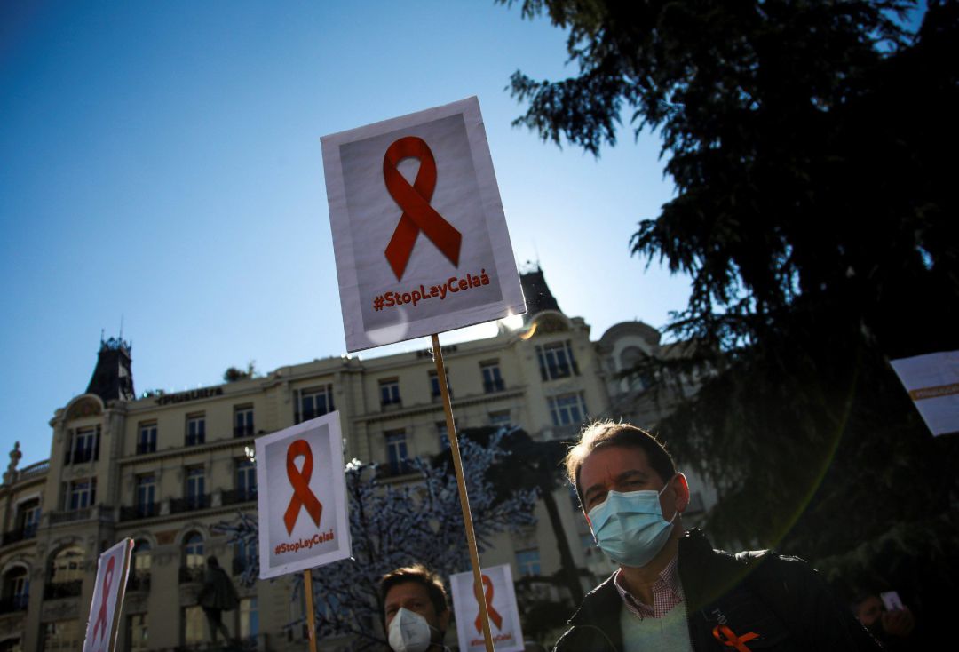 Concentración ante el Congreso en rechazo a la Ley Celaá, convocada este martes por la Plataforma 'Mas Plurales'. Concentración ante el Congreso en rechazo a la Ley Celaá, convocada este martes por la Plataforma 'Mas Plurales'.