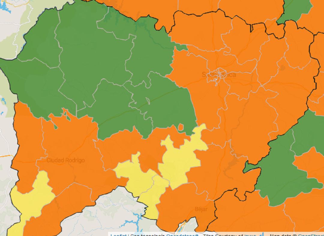 Mapa de la incidencia del covid por zonas de salud. Mapa de la incidencia del covid por zonas de salud.