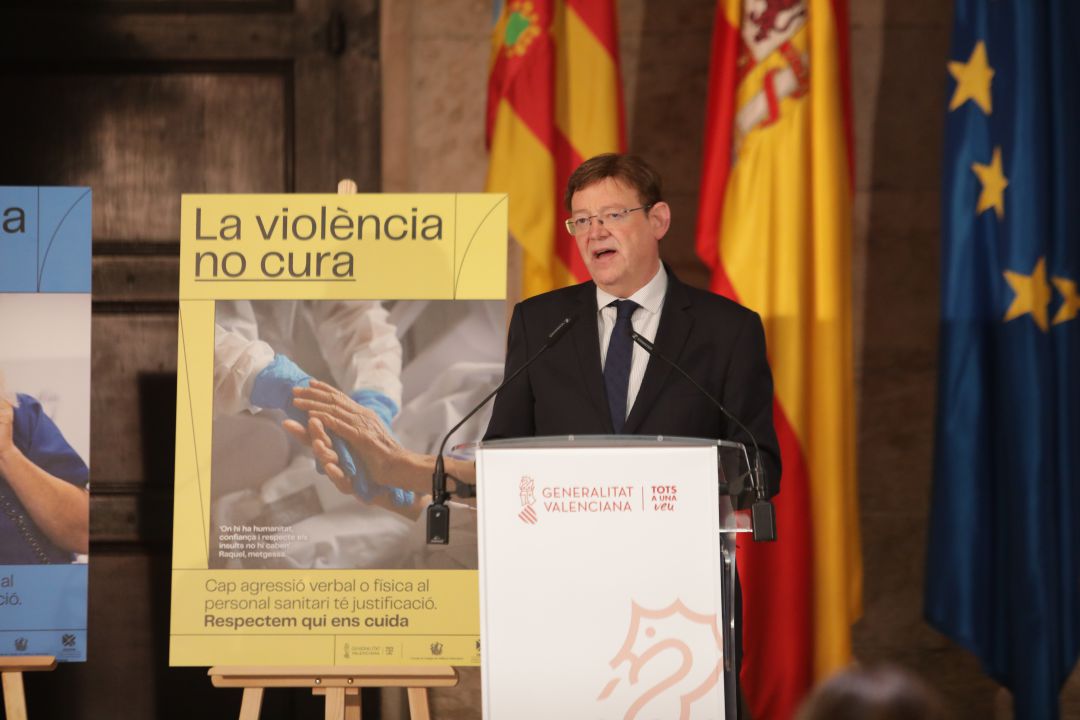 El president Ximo Puig en el acto de presentación de una campaña, en el que se ha referido a la situación de la próxima navidad El president Ximo Puig en el acto de presentación de una campaña, en el que se ha referido a la situación de la próxima navidad