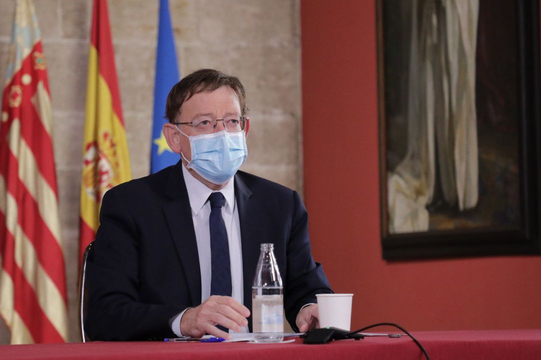 Ximo Puig en una videoconferencia Ximo Puig en una videoconferencia