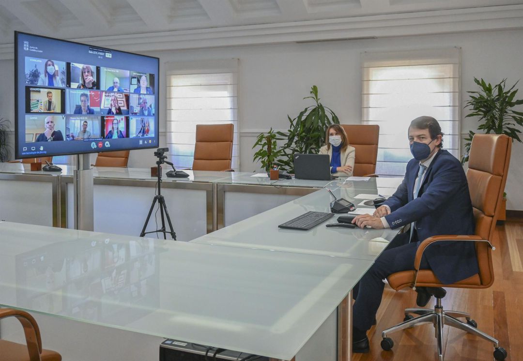 Mañueco en la reunión telemática con los representantes de la enseñanza concertada Mañueco en la reunión telemática con los representantes de la enseñanza concertada