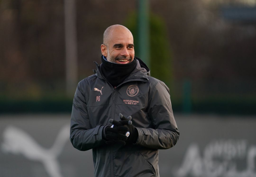Guardiola, durante un entrenamiento con el Manchester City esta semana Guardiola, durante un entrenamiento con el Manchester City esta semana