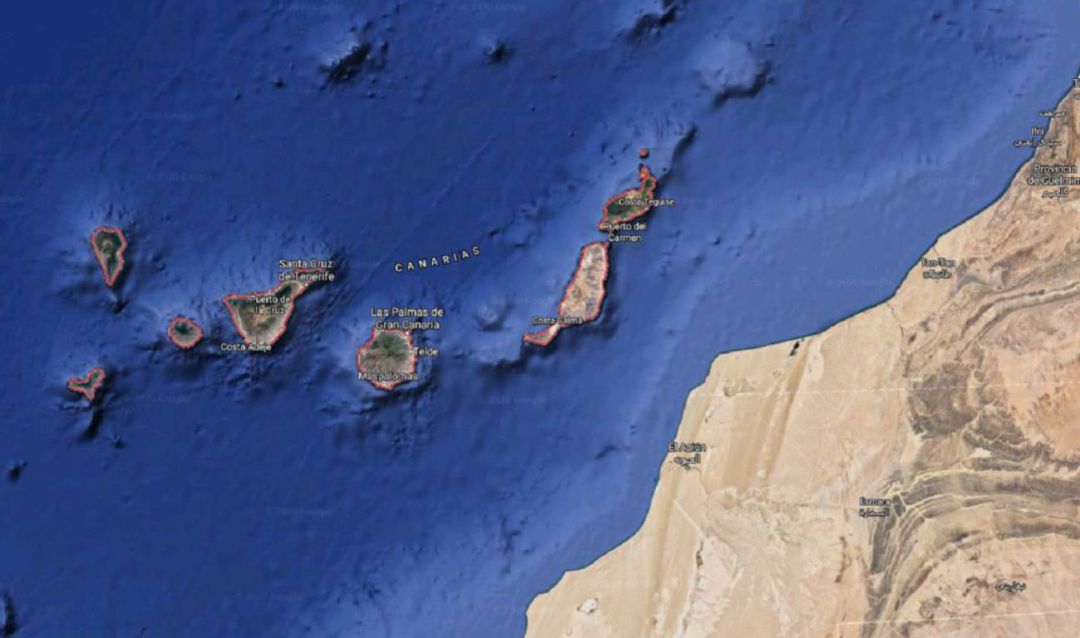 Canarias y la costa africana. Canarias y la costa africana.