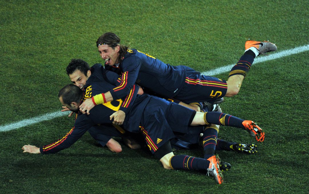La Selección Española celebra un gol en el Mundial de Sudáfrica La Selección Española celebra un gol en el Mundial de Sudáfrica