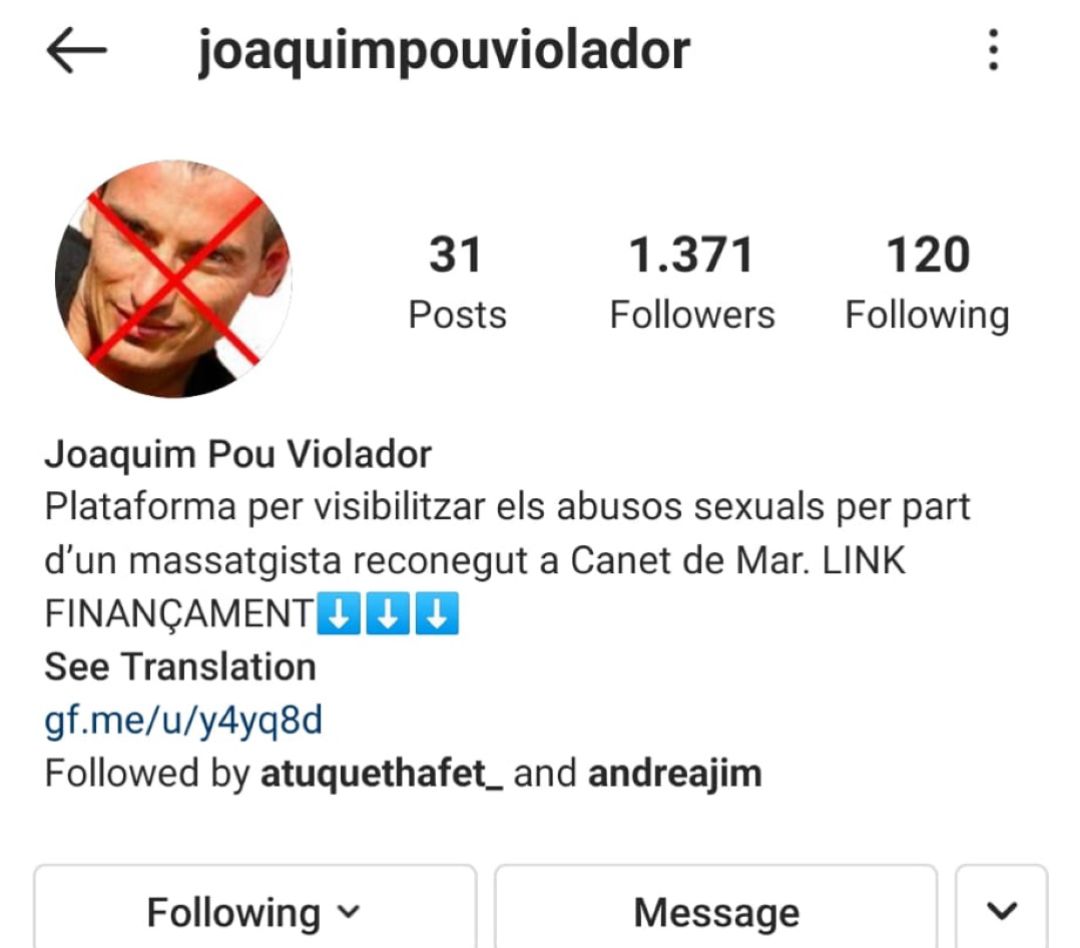 Imagen del perfil de Instagram que denuncia los abusos Imagen del perfil de Instagram que denuncia los abusos