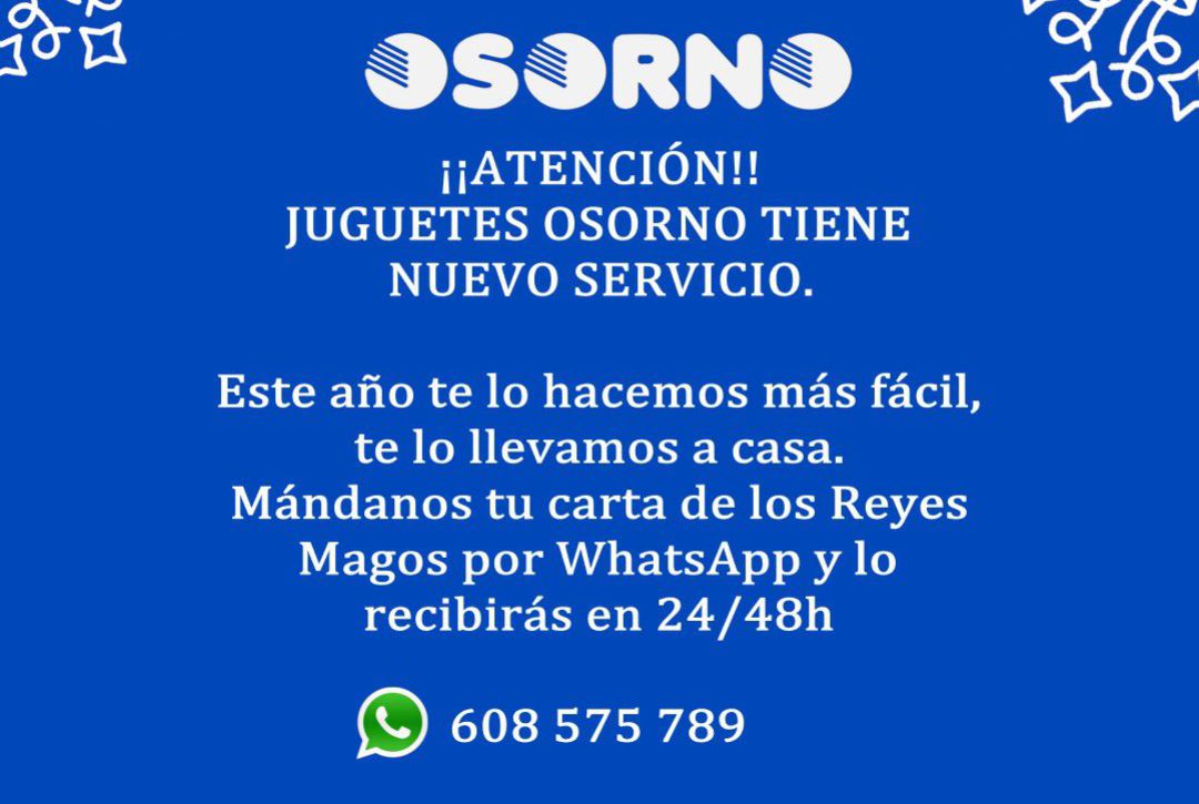 Osorno ha puesto en marcha un nuevo servicio de pedidos vía WhatsApp Osorno ha puesto en marcha un nuevo servicio de pedidos vía WhatsApp