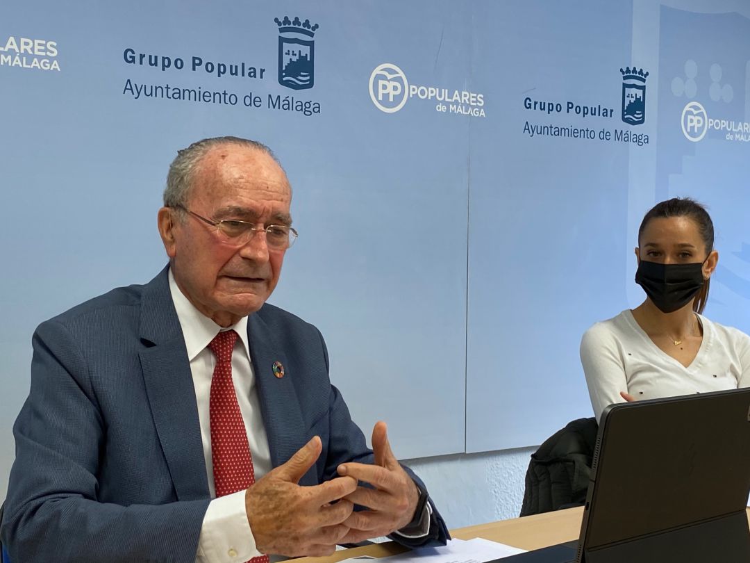 El alcalde de Málaga, Francisco de la Torre, junto a la portavoz municipal del PP, Elisa Pérez de Siles, en rueda de prensa telemática El alcalde de Málaga, Francisco de la Torre, junto a la portavoz municipal del PP, Elisa Pérez de Siles, en rueda de prensa telemática