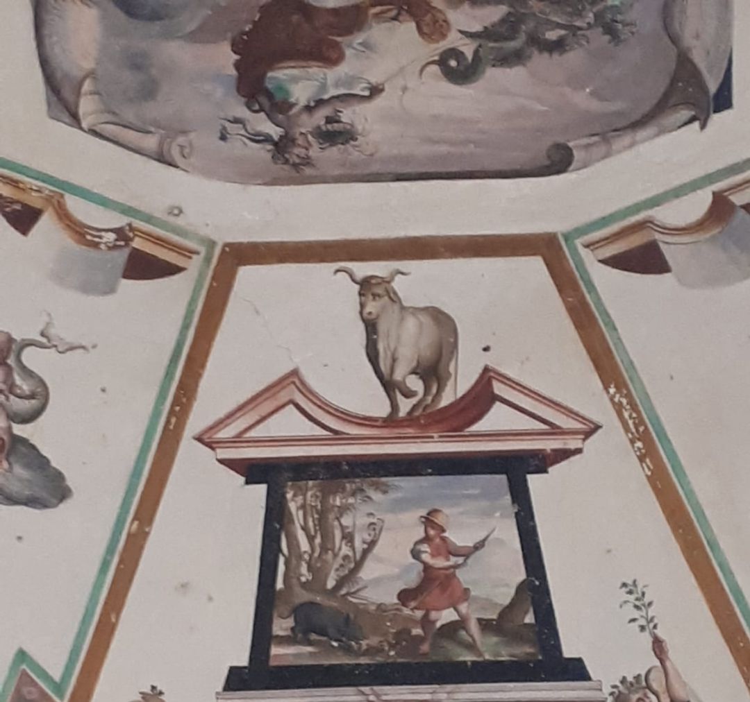 Imagen de la vaquilla que se puede admirar en una de las bóvedas del Palacio, de las más solicitadas por el público Imagen de la vaquilla que se puede admirar en una de las bóvedas del Palacio, de las más solicitadas por el público