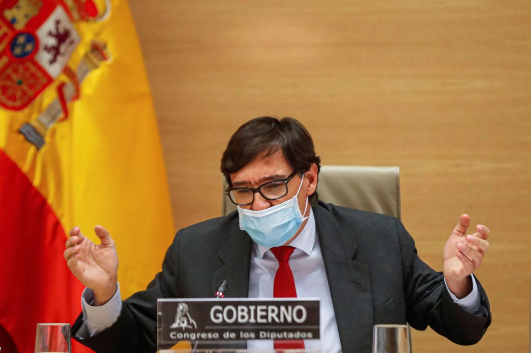 El ministro de Sanidad, Salvador Illa, durante su comparecencia este jueves ante la Comisión de Sanidad para informar de las medidas adoptadas para luchar contra la pandemia. El ministro de Sanidad, Salvador Illa, durante su comparecencia este jueves ante la Comisión de Sanidad para informar de las medidas adoptadas para luchar contra la pandemia.