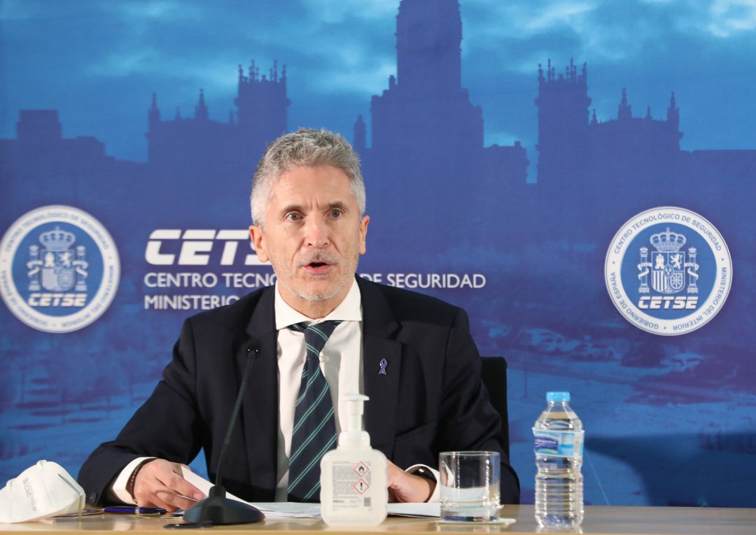 El ministro del Interior, Fernando Grande-Marlaska, en una imagen durante la presentación de las nuevas líneas estratégicas en la lucha contra la violencia de género, el pasado 23 de noviembre de 2020 El ministro del Interior, Fernando Grande-Marlaska, en una imagen durante la presentación de las nuevas líneas estratégicas en la lucha contra la violencia de género, el pasado 23 de noviembre de 2020