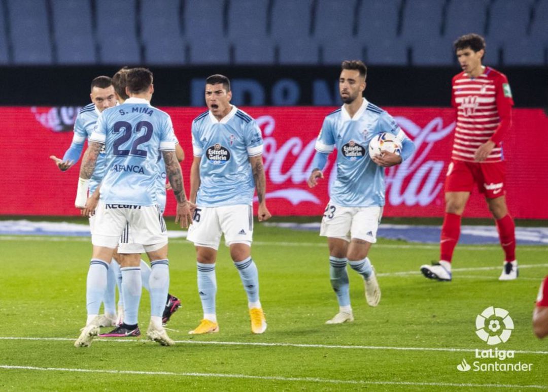 Celebración del gol de Nolito que puso el 1-1 en el marcador del Celta-Granada. Celebración del gol de Nolito que puso el 1-1 en el marcador del Celta-Granada.