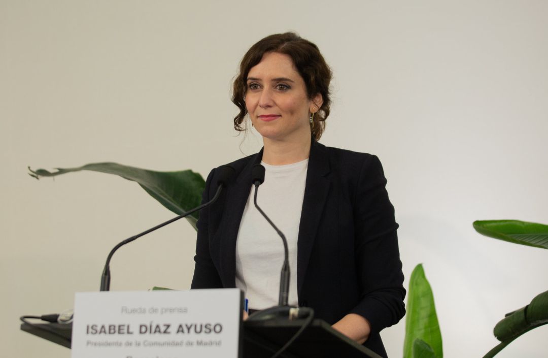 La presidenta de la Comunidad de Madrid, Isabel Díaz Ayuso, interviene en una rueda de prensa convocada en Barcelona, Catalunya, (España). La presidenta de la Comunidad de Madrid, Isabel Díaz Ayuso, interviene en una rueda de prensa convocada en Barcelona, Catalunya, (España).