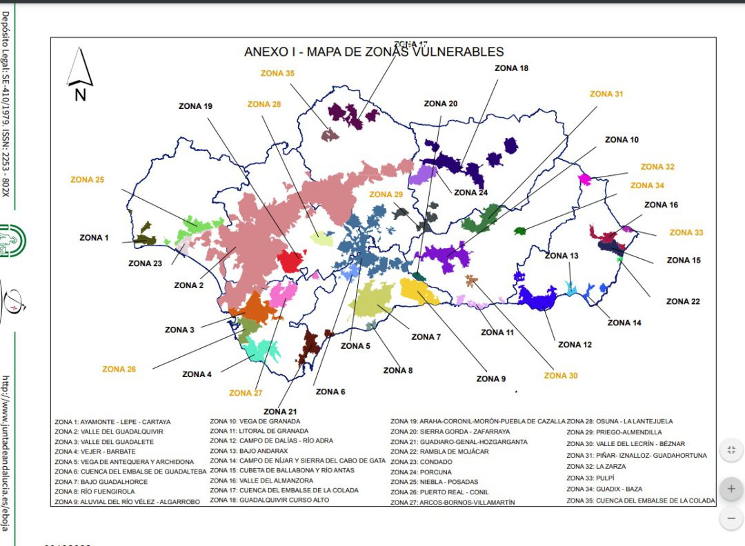 Mapa de zonas vulnerables a la contaminación por nitratos agrícolas Mapa de zonas vulnerables a la contaminación por nitratos agrícolas