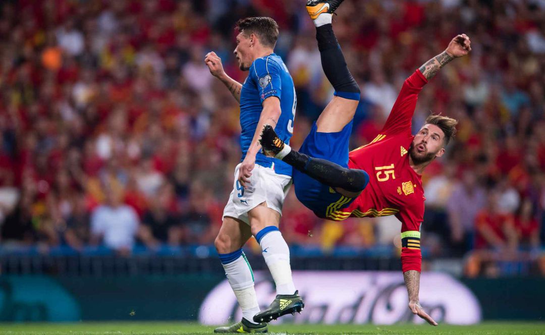 Sergio Ramos, en un partido entre España e Italia. Sergio Ramos, en un partido entre España e Italia.