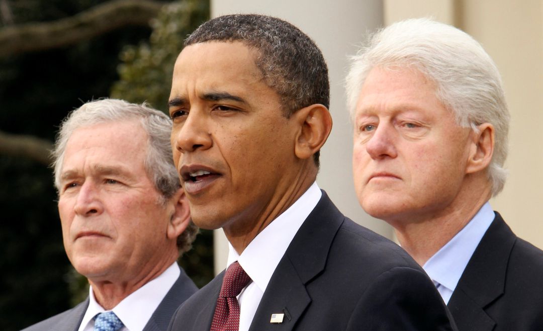 Los expresidentes de EEUU, Bush, Obama y Clinton. Los expresidentes de EEUU, Bush, Obama y Clinton.